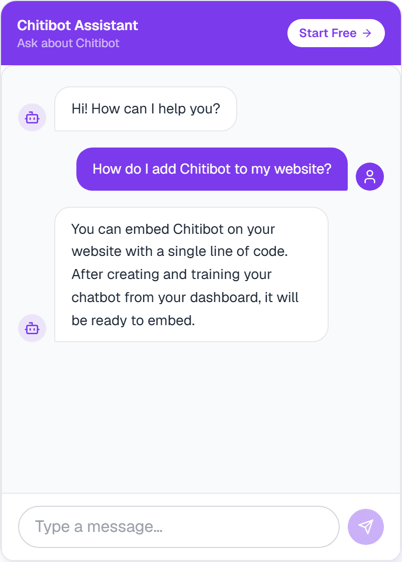 The Chitibot chat widget answering: How do I add Chitibot to my website?